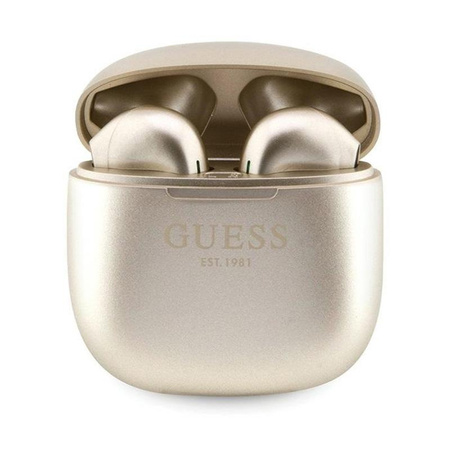 Guess True Wireless Script Logo BT5.3 - sluchátka TWS + nabíjecí pouzdro (zlaté)