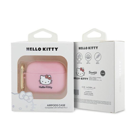 Hello Kitty Silikonová 3D hlava kočičky - pouzdro pro AirPods Pro 2 (růžové)