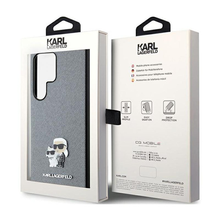 Karl Lagerfeld Saffiano Karl & Choupette Metal Pin - Samsung Galaxy S24 Ultra Tasche (grau)