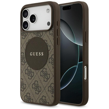 ETUI DO IPHONE 17 PRO MAX do MAGSAFE GUESS ORYGINALNE BRĄZOWE SKÓRZANE CASE