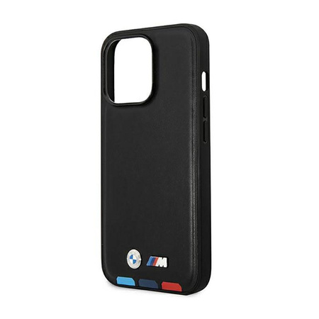 BMW Leder Hot Stamp Tricolor MagSafe - Tasche für iPhone 14 Pro (Schwarz)