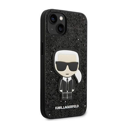 Karl Lagerfeld Glitter Flakes Ikonik - Hülle für iPhone 14 Plus (Schwarz)