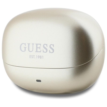 Guess Capsule Printed Logo – Bluetooth TWS sluchátka ANC & ENC + nabíjecí pouzdro (zlatá)