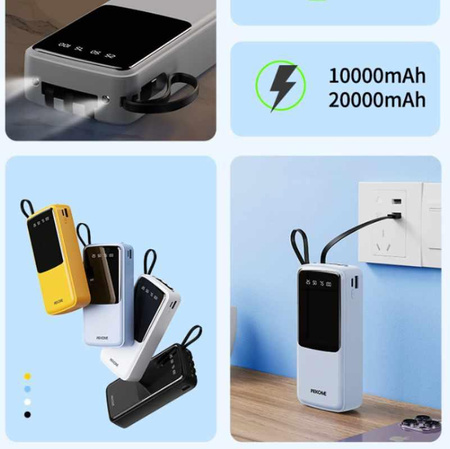 WEKOME WP-10 Pop Digital Series - Power banka 20000 mAh s integrovaným kabelem USB-C / Lightning / Micro USB + USB-A (černá)