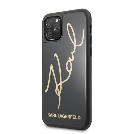 Karl Lagerfeld Double Layers Tempered Glass Glitter Signature Case - iPhone 11 Pro Case (schwarz)