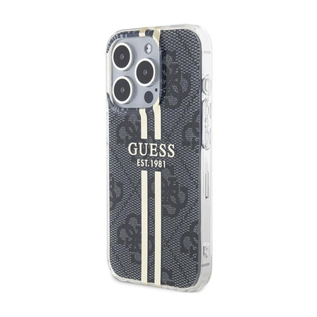 Guess IML 4G Gold Stripe - Coque iPhone 15 Pro (noir)