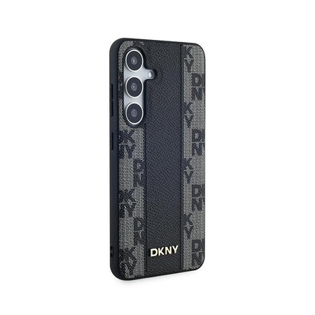DKNY Leder Checkered Mono Pattern MagSafe - Samsung Galaxy S24+ Tasche (schwarz)