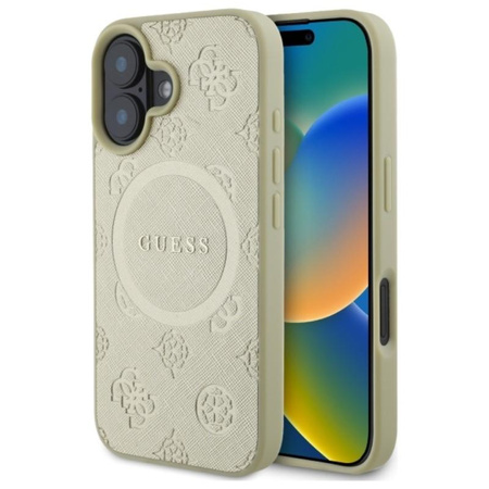 Guess Saffiano Peony Classic Logo MagSafe - iPhone 16 tok (arany)