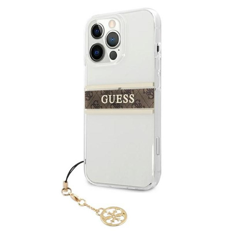 Guess 4G Stripe Brown Charm - iPhone 13 Pro Max Hülle (Transparent)