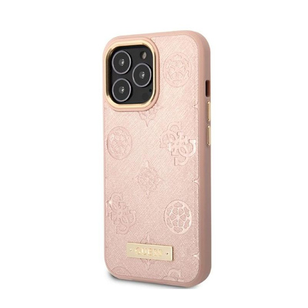 Guess Plaque logo Peony MagSafe - Étui pour iPhone 13 Pro (rose)