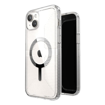 Speck Gemshell Grip + MagSafe - Tasche für iPhone 15 Plus / iPhone 14 Plus (Klar / Chrom)
