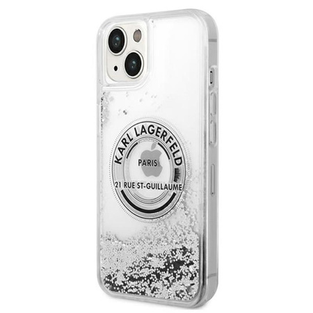 Karl Lagerfeld Liquid Glitter Round RSG Logo Case - Coque pour iPhone 14 Plus (argent)