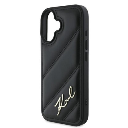 Karl Lagerfeld Quilted Signature - pouzdro pro iPhone 16 Plus (černé)