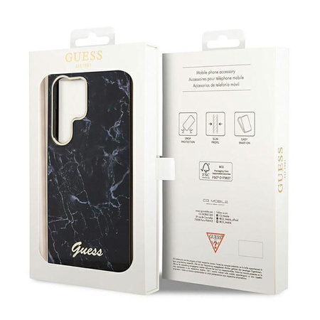 Guess Marble Kollektion - Hülle für Samsung Galaxy S23 Ultra (Schwarz)