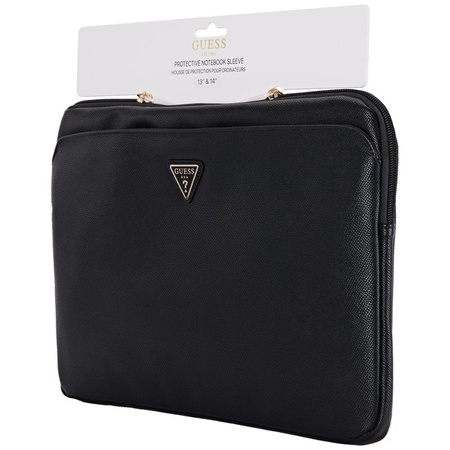 Guess Grained Zipper Pocket Triangle Logo Sleeve - pouzdro na 14" notebook (černé)