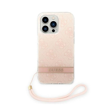 Guess 4G Print Cord - Etui avec dragonne iPhone 14 Pro Max (rose)