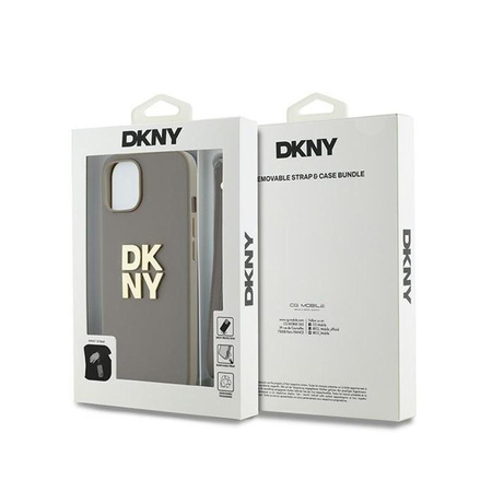 DKNY Wrist Strap Stock Logo - pouzdro pro iPhone 15 / 14 / 13 (béžové)