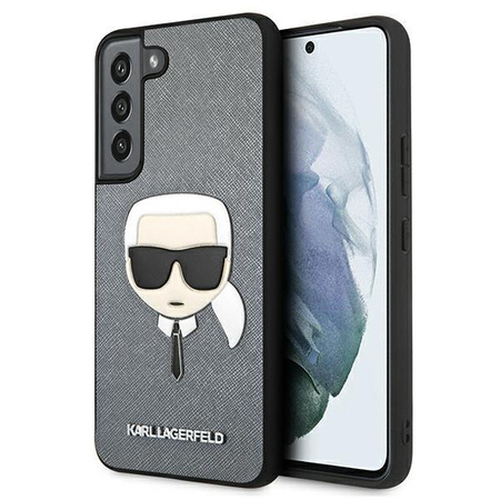 Karl Lagerfeld Saffiano Ikonik Karl`s Head - Etui Samsung Galaxy S22 (srebrny)