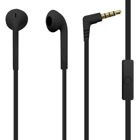 PURO ICON Stereo Earphones - Słuchawki z płaskim kablem z mikrofonem i pilotem (Czarny)