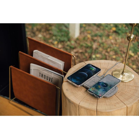 Moshi Sette Q - Duales drahtloses induktives Qi-Ladegerät für iPhone und Android (Nordisches Grau)