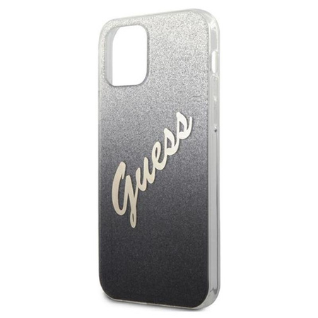 Guess Glitter Gradient Script - iPhone 12 / iPhone 12 Pro Case (black)