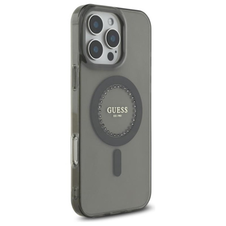 Pouzdro Guess IML Rhinestones MagSafe - iPhone 16 Pro Max (černé)