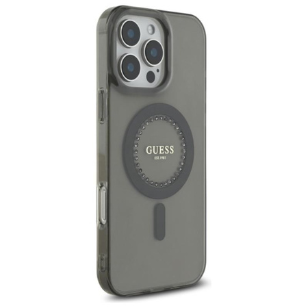 Guess IML Rhinestones MagSafe - Case for iPhone 16 Pro Max (Black)