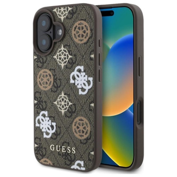 Guess Peony On 4G Background MagSafe - Case for iPhone 16 (brown)