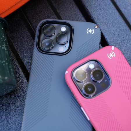 Speck Presidio2 Grip MagSafe - Rutschfestes Gehäuse für iPhone 14 Pro (Digitalpink / Blossompink / Weiß)