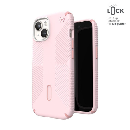 Speck Presidio2 Grip ClickLock & MagSafe - Coque iPhone 15 / iPhone 14 / iPhone 13 (Nimbus Pink/Dahlia Pink)