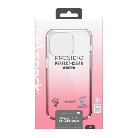 Speck Presidio Perfect-Clear + Ombre - iPhone 14 Pro Tasche mit MICROBAN-Beschichtung (Klar / Vintage Rose Fade)