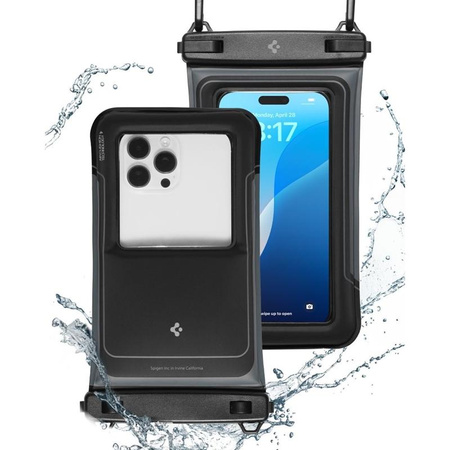Spigen A611P Universal Waterproof Float Case 2-Pack – Wasserdichte Hülle für Smartphones bis 6,9" (Matte Black)