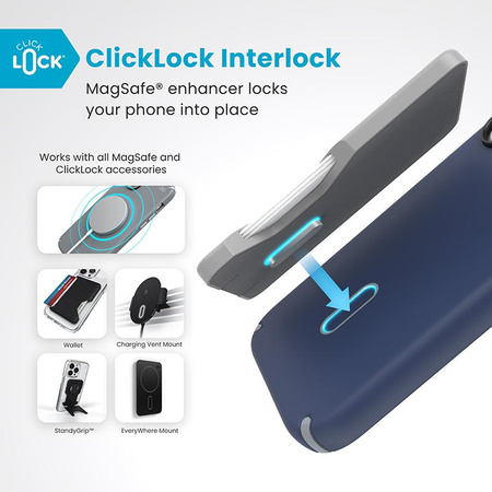 Speck Presidio2 Pro ClickLock & MagSafe - Coque pour iPhone 16 (Bleu côtier / Gris poussière / Blanc)