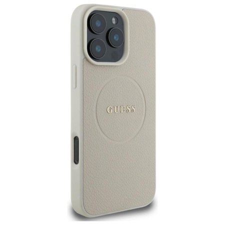 Guess Grained Ring MagSafe – Hülle für iPhone 16 Pro Max (beige)