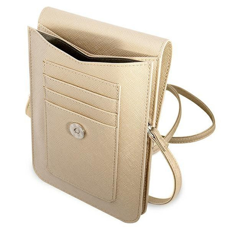 Guess Wallet Saffiano Triangle Logo Phone Bag - Smartphone- und Zubehörtasche (Beige)