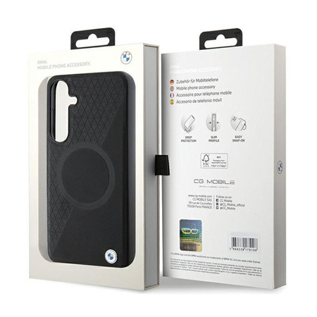 BMW bőr fél texturált és kör MagSafe - Samsung Galaxy S24 tok (fekete)