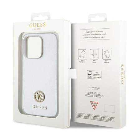 Guess 4G Strass Metall Logo - iPhone 15 Pro Max Tasche (silber)