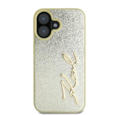 Karl Lagerfeld Metal Signature - pouzdro pro iPhone 16 (zlaté)