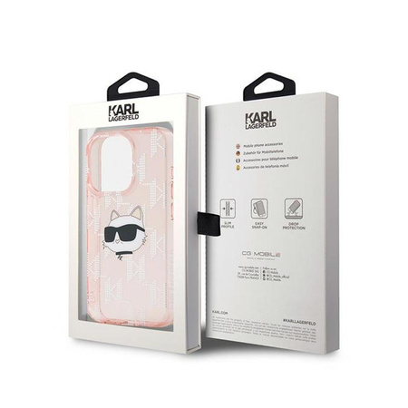 Karl Lagerfeld IML Choupette Head & Monogram - iPhone 15 Pro tok (rózsaszín)