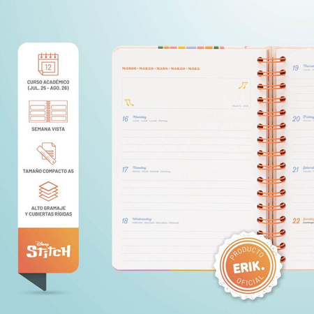 Disney Stitch - Calendrier / semainier A5 2025/2026