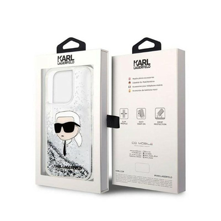 Karl Lagerfeld Liquid Glitter NFT Karl's Head - iPhone 14 Pro Max Tasche (silber)