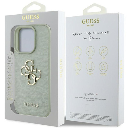 Guess Genarbtes Großes 4G Logo Kleines Klassisches Logo - Tasche für iPhone 16 Pro (grün)