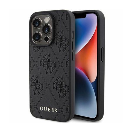 Guess Leather 4G Stamped - iPhone 15 Pro Max Case (black)