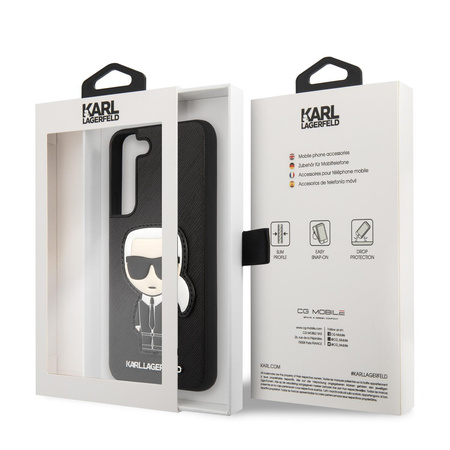 Karl Lagerfeld Saffiano Ikonik Patch - pouzdro pro Samsung Galaxy S22 (černé)