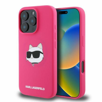 Karl Lagerfeld Silicone Choupette Head Print MagSafe - Coque iPhone 16 Pro Max (fuchsia)