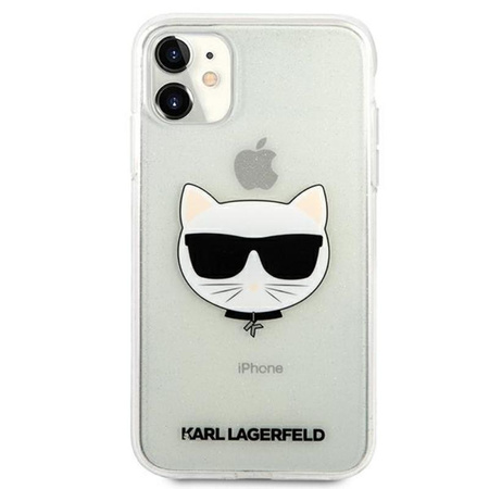 Karl Lagerfeld Choupette Head Glitter - Coque iPhone 11 (argent)