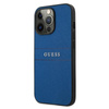 Pouzdro Guess Saffiano Metal Logo Stripes - iPhone 13 Pro (modré)