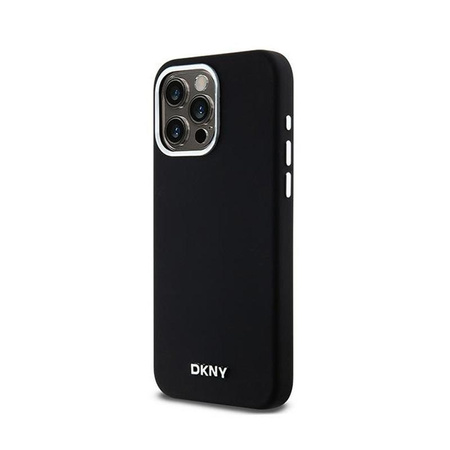 DKNY Liquid Silicone Small Metal Logo MagSafe - pouzdro pro iPhone 15 Pro Max (černé)