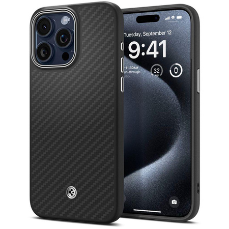 Spigen Enzo Aramid MagSafe - Étui pour iPhone 15 Pro (Noir)
