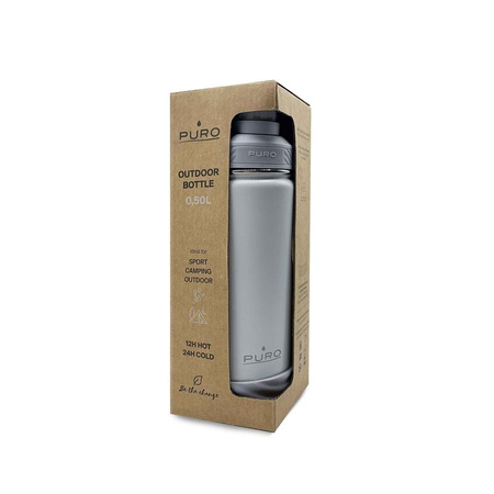 PURO Outdoor - Butelka termiczna ze stali nierdzewnej 500 ml (Light Grey)